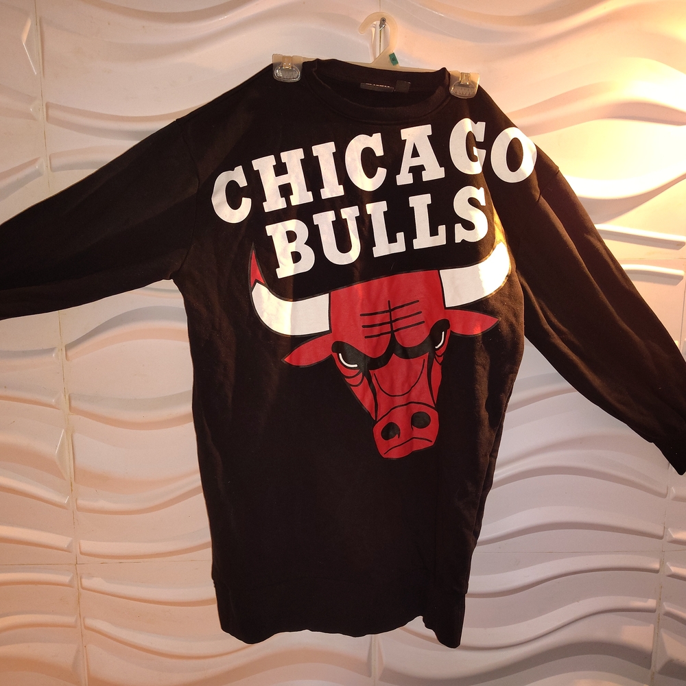 Pre-owned Chicago Bulls Black/White/Red Pullover Sweatshirt Dress Size S